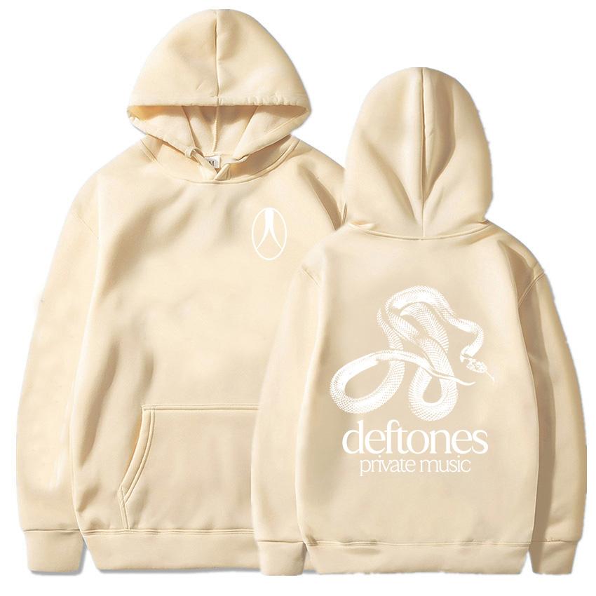 Soukromá hudba Vyšívaná mikina s kapucí Rocková kapela Deftones Mikina Unisex Streetwear Dlouhý rukáv Móda Pánské oblečení