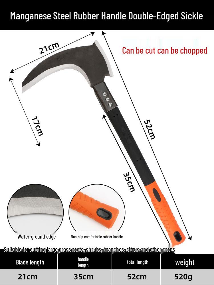 Manganese Steel Multi-Functional Sickle: Grass, Weed, Wood, and Corn Harvesting Tool