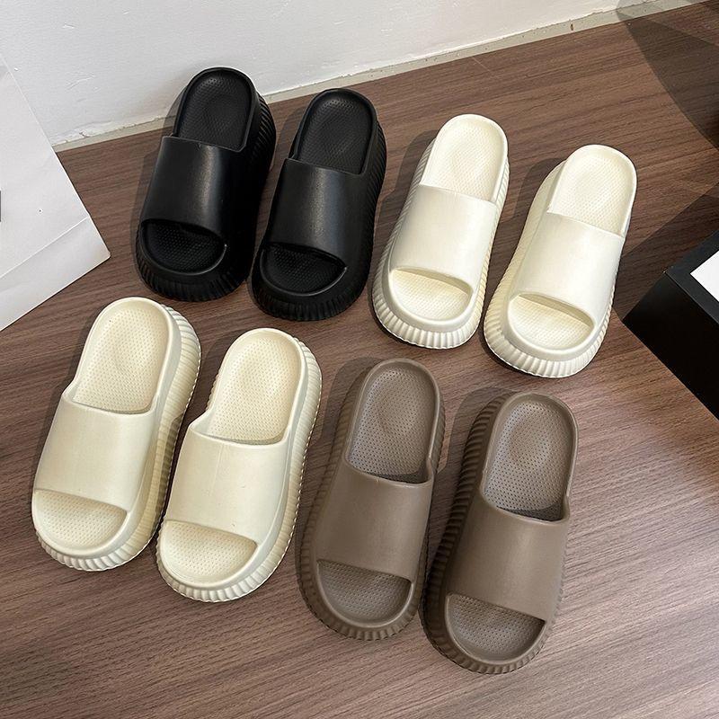 Home high-heeled slippers women's outer wear summer and autumn non-slip and dirt-resistant thick bottom heightening soft bottom comfortable sandals