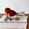 Italian Mid Century Double Wall Sconces Red and Chrome Modern Retro Lighting Set of 2 I