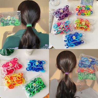 50pcs/set Candy Color Kids Thumb Rubber Band Korean Sweet Female Hairtie Hair Accessories