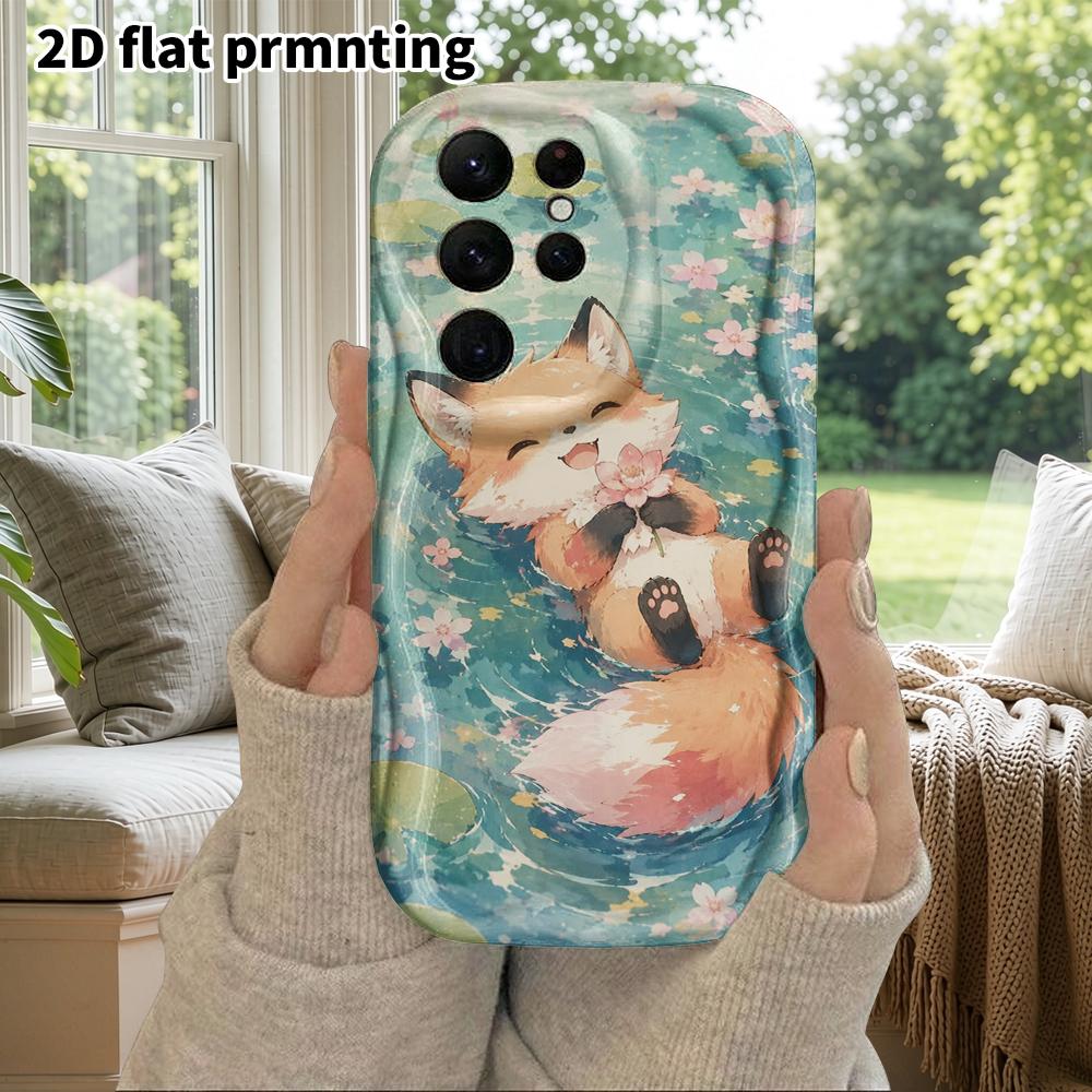 Phone Case: 2D Flat Samsung Galaxy A34 A35 M05 M06 S20 S22 S21 FE Plus 5G Protective Case, Couple Style, Little Fox In the Lotus Pond, Christmas and H