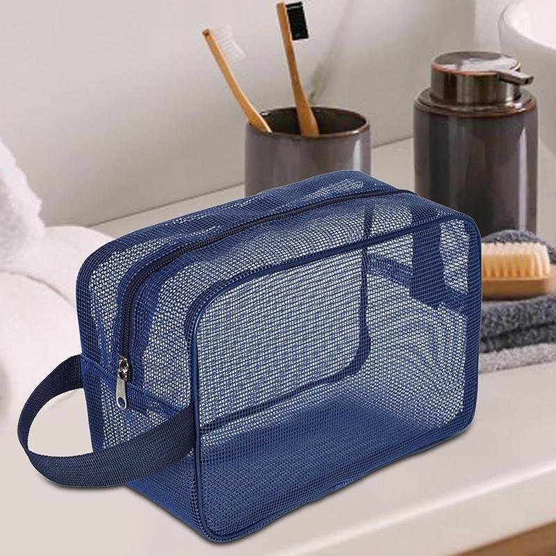 Trousse à maquillage transparente en maille, trousse de maquillage transparente, organisateur de toilette de voyage portable, pochette de rangement pour rouge à lèvres, sacs de rangement de camping
