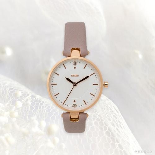 Fieldwork Women's Analog Watch with Diamonds and a Gray Leather Strap, YM104-2, Pink