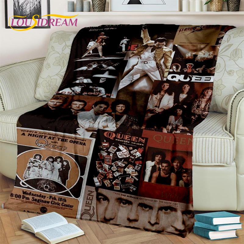 Queen-Rock-Band 3D Freddie Mercury Blanket,Soft Throw Blanket for Home Bedroom Bed Sofa Picnic Travel Office Cover Blanket Kids