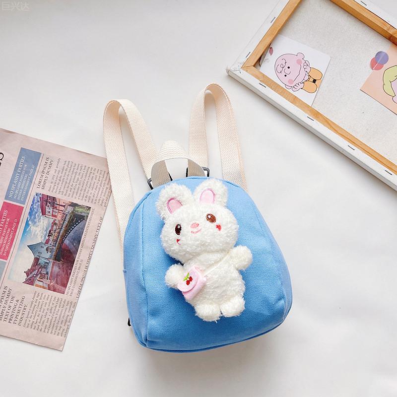 Adorable Children's Mini Backpack Soft Plush Rabbit Design Lightweight Shoulder Bag