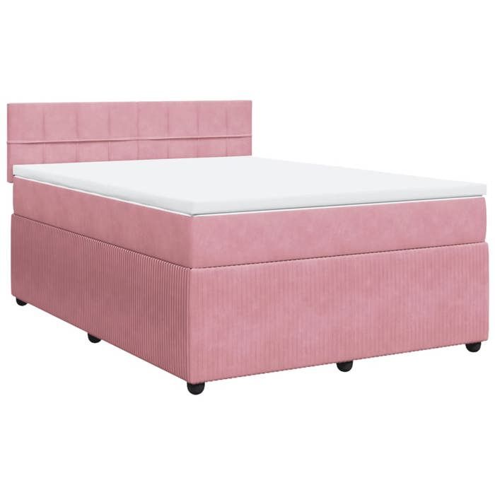 VidaXL Slatted Bed Base with Mattress Pink 140x200 Cm Velvet 3290063