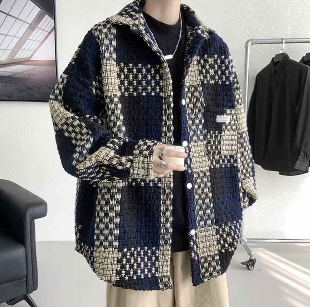 Chic Men's Plaid Jacket: Rogue Design, Winter Lapel, Casual American Style