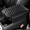 Thickened Car Center Console Cover Diamond Lattice Design,Soft Arm Rest Covers For Car With Storage Pockets,PU Leather Middle Console Covers Fit For