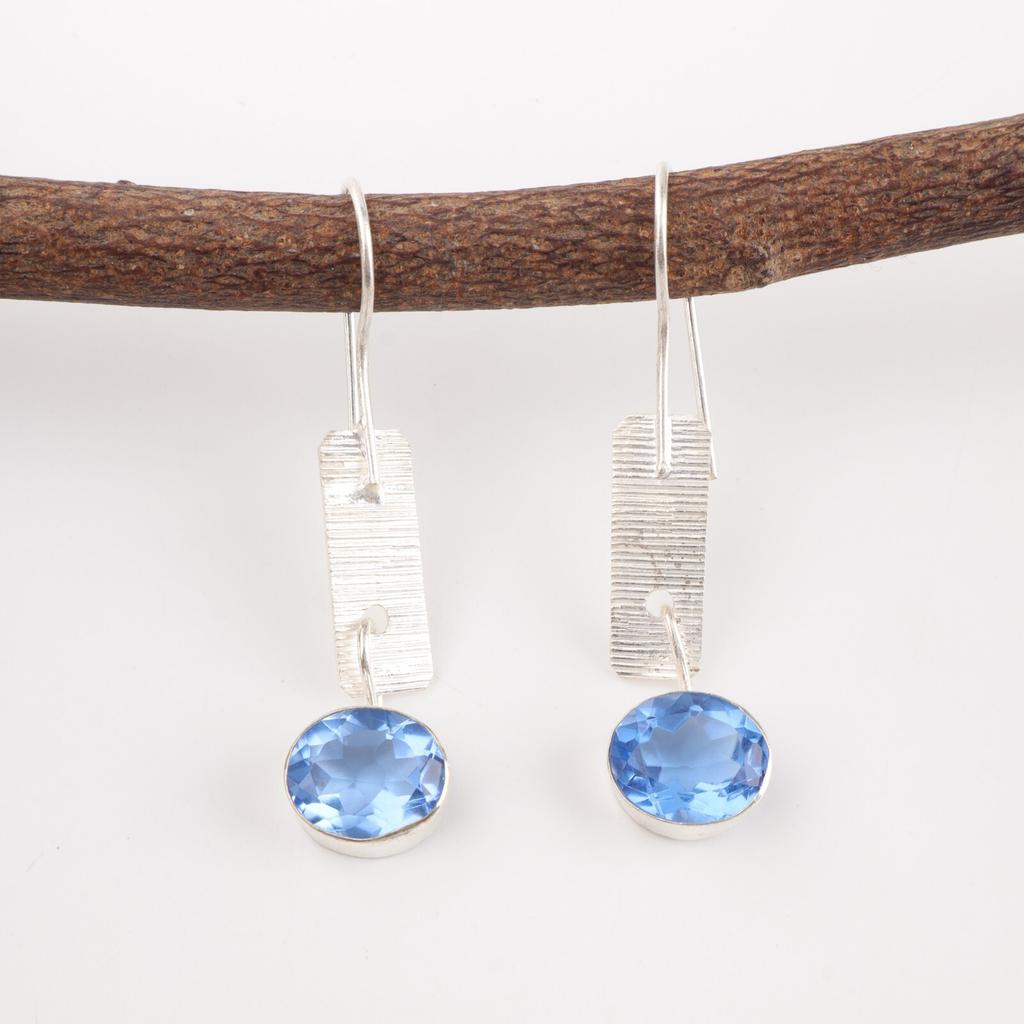 Tanzanite Gemstone 925 Sterling Silver Statement Jewelry Handmade Earrings 1.9" EE-168-11