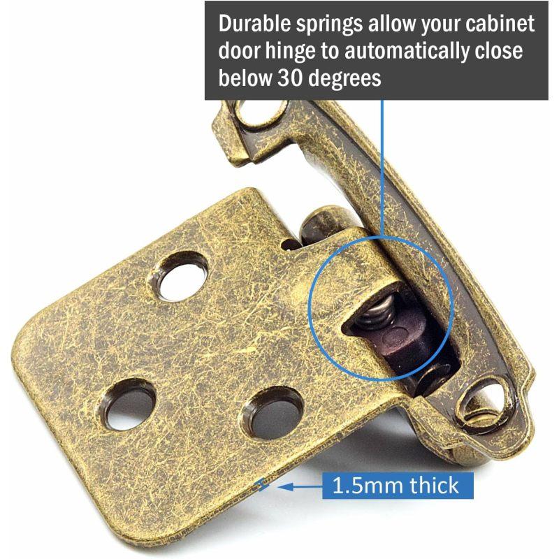 Cabinet Hinge Brushed Nickel for Kitchen Cabinet Doors (1 Pair-2 Pieces)-1/2"Covered (Variable)-Self-Closing Kitchen Cabinet Hinges Flush Mounting