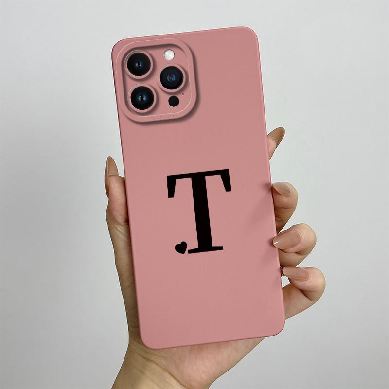 For iPhone 13 Pro Max Case iPhone 13 Pro Cover Cute Couple Initial Letters Square Skin Phone Case Matte Shockproof Back Cover