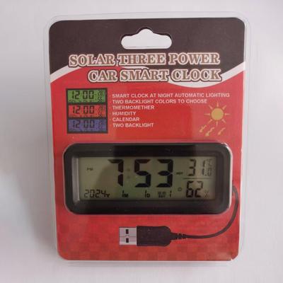 Clock For Car LED Solar-Powered Interior Decoration Portable Adhesive Electronic Car Clock For Truck Auto Automotive Scooter