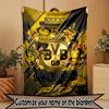 Custom Name Personalized Borussia Dortmund Bvb Print Blanket, Home Decor, Bedroom, Sofa, Camping, Couch, Gifts for Birthday Christmas