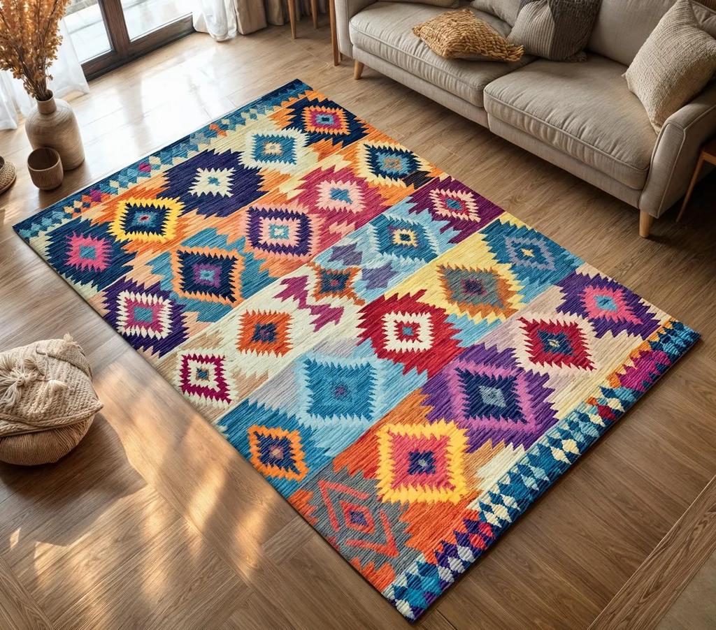 Moroccan-Inspired Creative Large Area Rug Non-Slip Stain-Resistant for Living Room Office Bedroom Soft Modern Home Decor Carpet