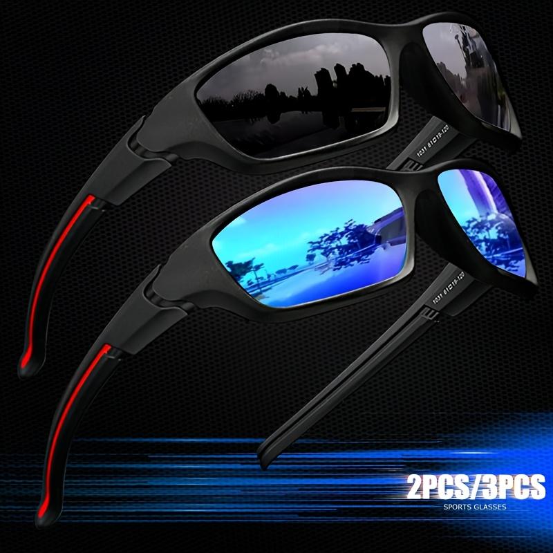 2/3pcs Men'S Sport Outdoor Protective Sunglasses Glasses Set TAC Lenses Anti-Glare Coating for Driving