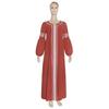 Damen Ethnisches Patchwork-Kleid mit Stickerei – Langärmeliges Colorblock-Gewand