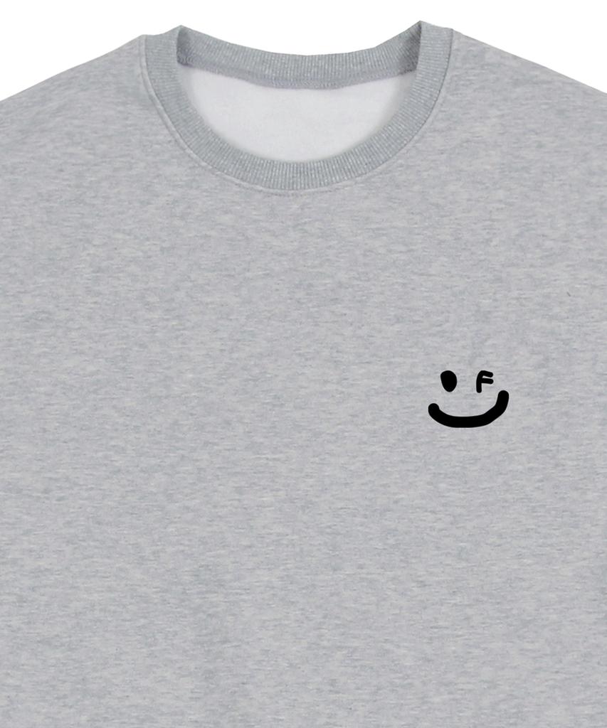 GRAVER [Unisex] Small Drawing Smile Sweatshirt_Gray