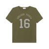 T Shirts Women's Dark Khaki Crew Neck Moderate Straight Fit 2X813501F-02DO