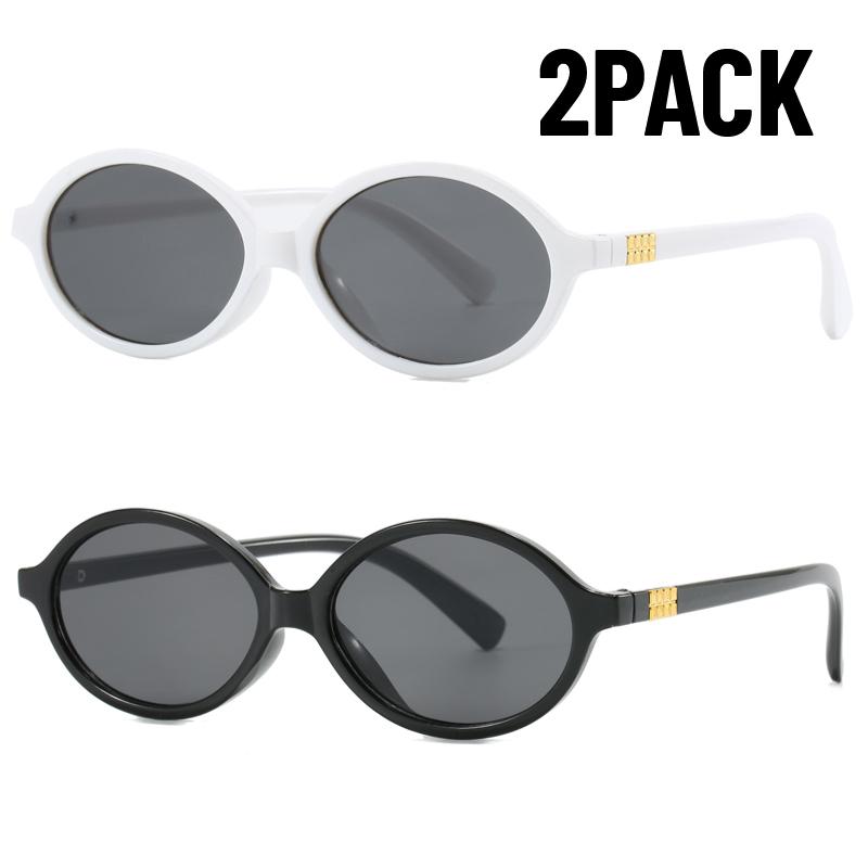 2PACK Sexy Small Oval Sunglasses for Women  Brand Designer Fashion Luxury Shades UV400 Black Eyewear Men Vintage Sun Glasses
