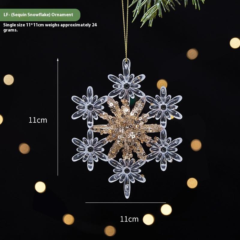1Pcs Christmas Tree Scene Decoration Christmas Practical Sequin Acrylic Solid Color Pendant Transparent Snowflake Pendant