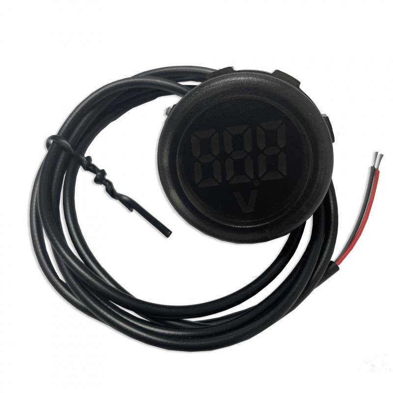Wasserdichtes rundes DC-Voltmeter LED-Digitalanzeige 4-100V Zweidraht Universal für Fahrzeug
