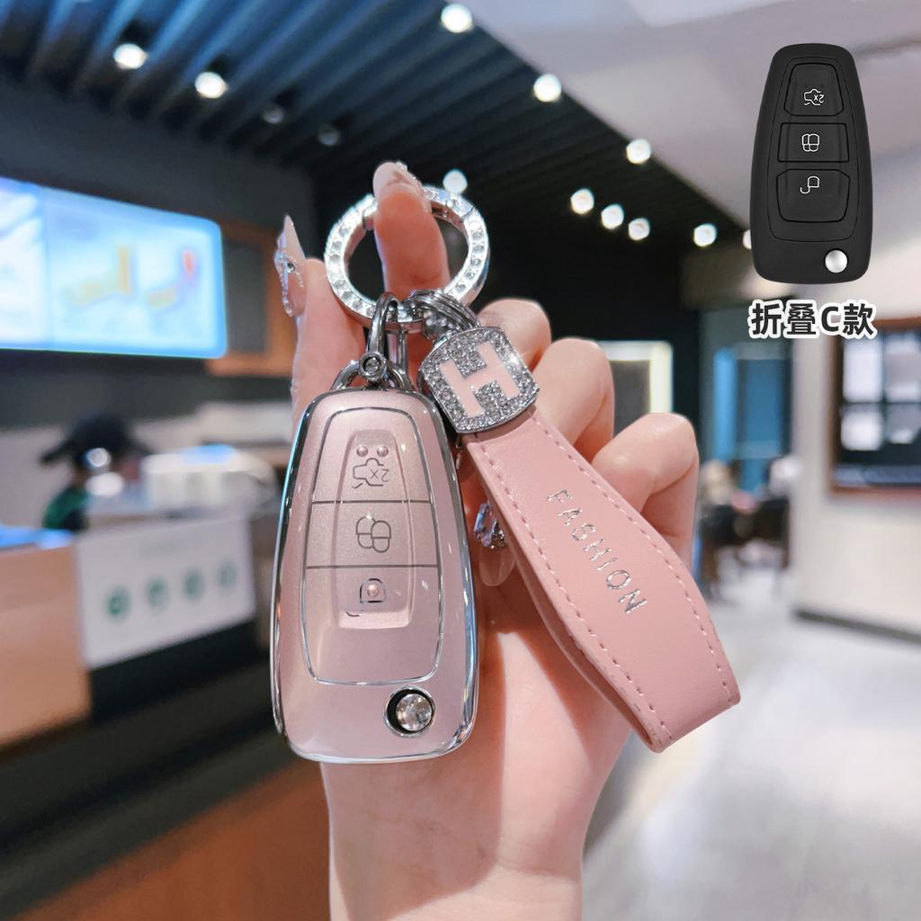 Diamond Car Remote Key Case Cover Protect Shell Fob For Ford Ranger C-Max S-Max Focus Mk3 Galaxy Mondeo Transit Tourneo Custom