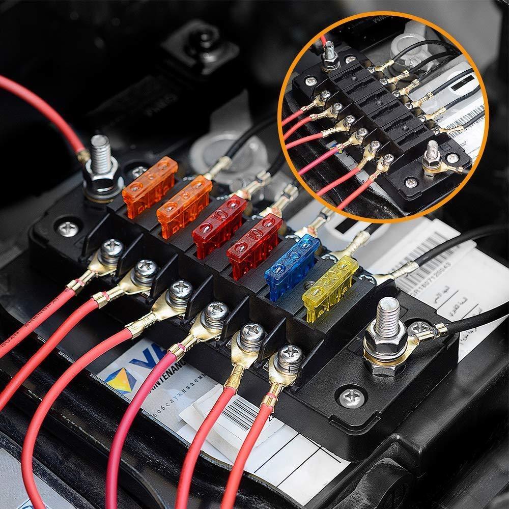 6/12 Circuit Blade Fuse Block with Negative Bus Bar, Marine & RV Fuse Holder