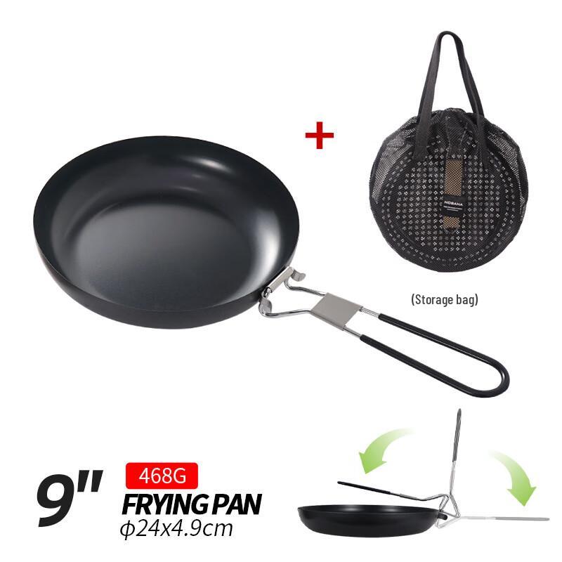 ZhiChu Outdoor Camping Folding Frying Pan with Storage Bag 9 inch