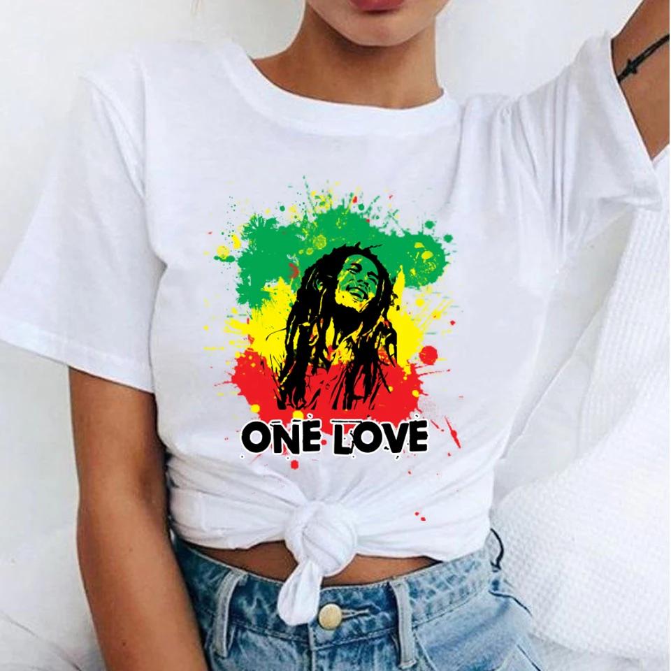 Womens Tshirt Womens Fashion Tshirt Bob Marley Printed Casual Round Neck Cute Short Sleeve Summer Top Harajuku Tshirt
