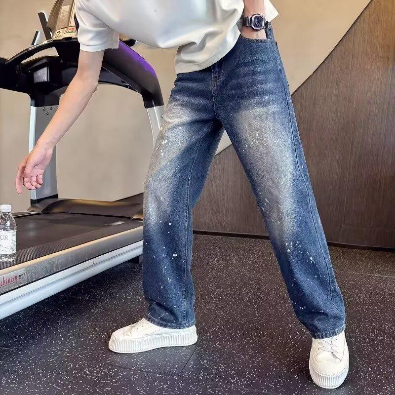 Autumn New Men's American Retro Jeans Straight Loose Pants Men's High Street Old Casual Pants Men