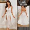 European and American sexy lace perspective high split long nightdress multi-color dark V pearl decorative suspender skirt