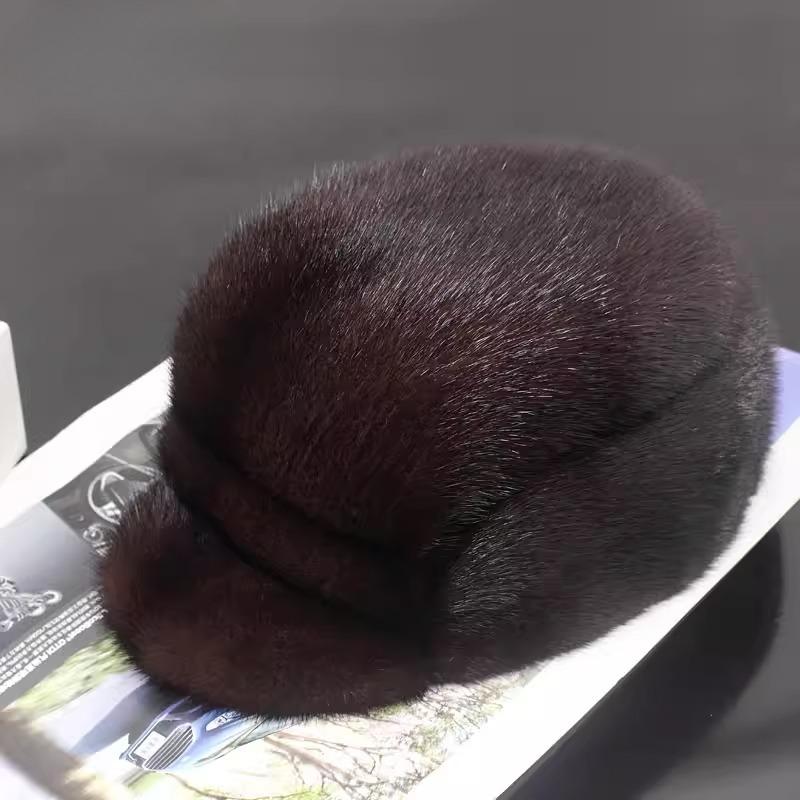Mink Hair Men`s Hat Cap Middle-aged
