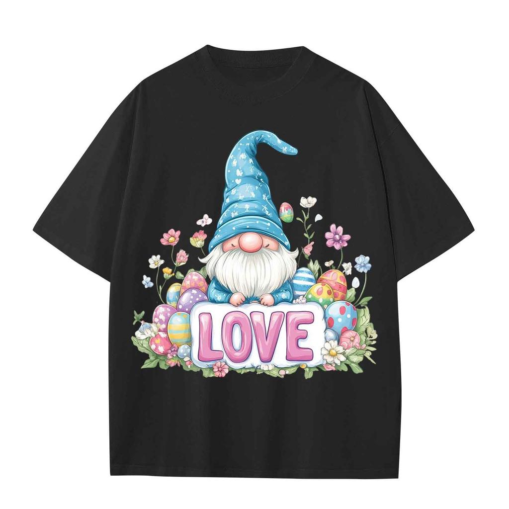 Chlapecké a dívčí ležérní volné tričko s velikonočním potiskem, pulovr s kulatým výstřihem, top s krátkým rukávem