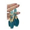 Water drop leaf feather ear hook bohemian retro fringed earrings niche high-end new earrings women