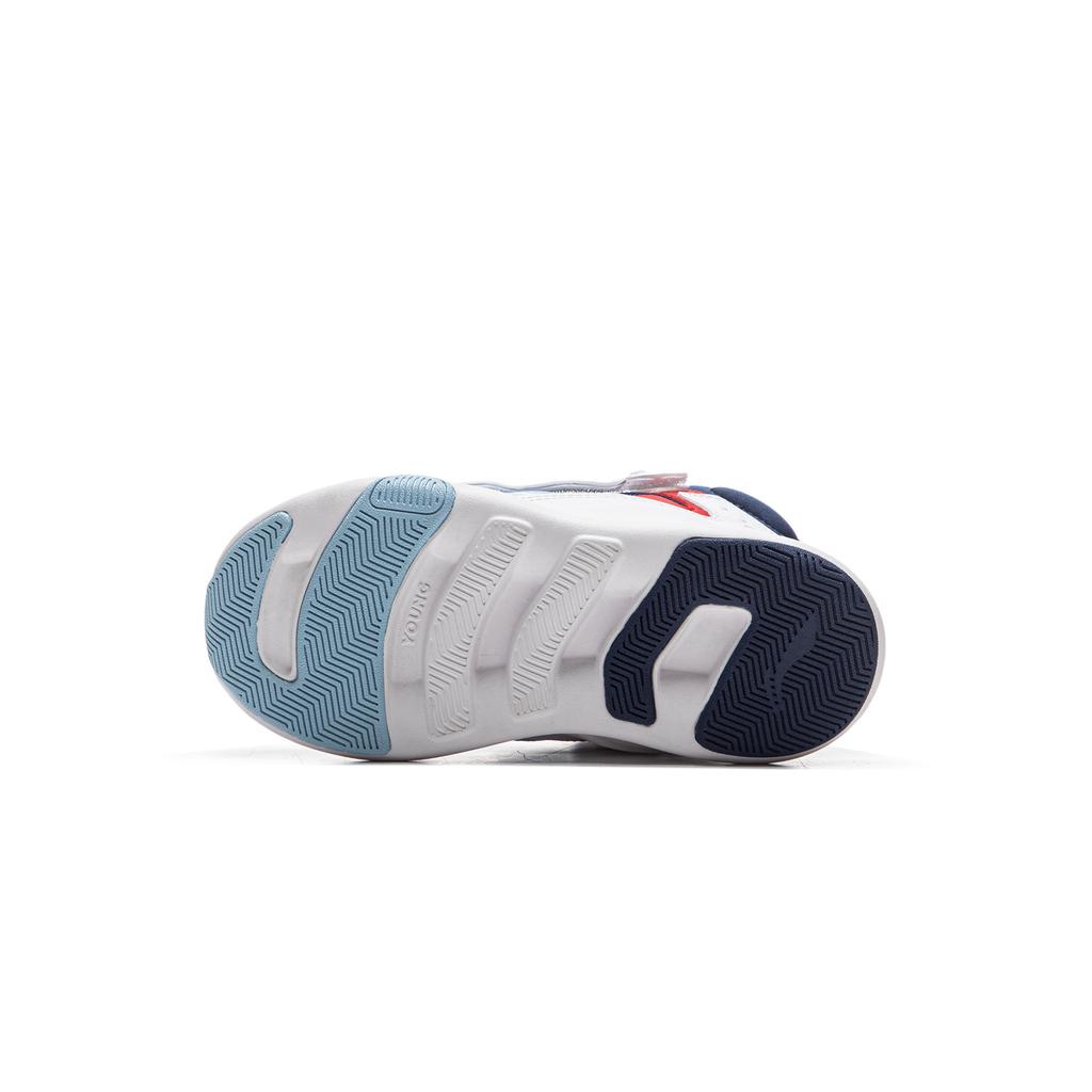 Li Ning Kids Comfortable Versatile High-Top Sneakers Kids Sneakers Standard-White Deep-Navy-Blue Aurora-Blue YKNT150-7