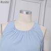 ZANZEA Womens Casual Round Neck Summer Loose Sleeveless Dress