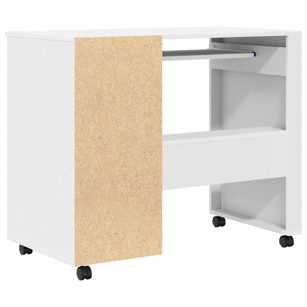 Rolling Table with Shelf White 91 x 50 x 77 cm Particleboard