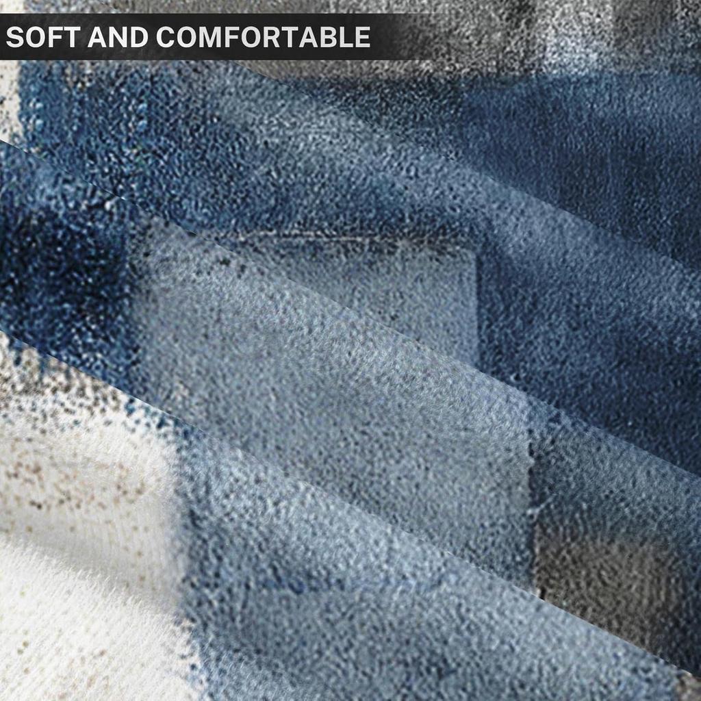 2PC Lumbar Decor Throw Pillow Covers Blue and Grey Cushions Rectangle Design Abstract Art Painting Style Modern Contemporary Home Decorative Cushion