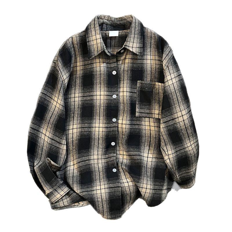 Unisex Retro Plaid Long-Sleeve Shirt - 2025 Autumn/Winter Trendy Scoundrel Style