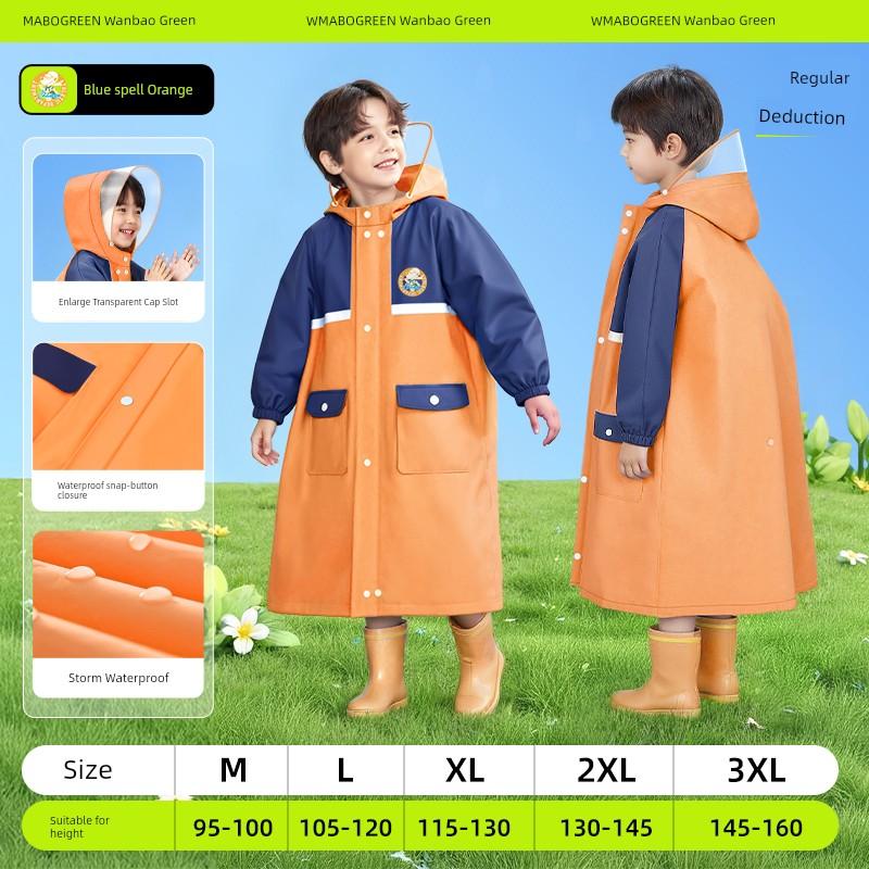 Children's Raincoat Boys Primary School Students Kindergarten School Special Anti-Riot Poncho Boys New Portable with Schoolbag