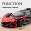 1:24 Scale Plating Apollo Project EVO Sports Car Model Toy Pull Back Sound Light Wheel Steering Supercar Models Desktop Ornament