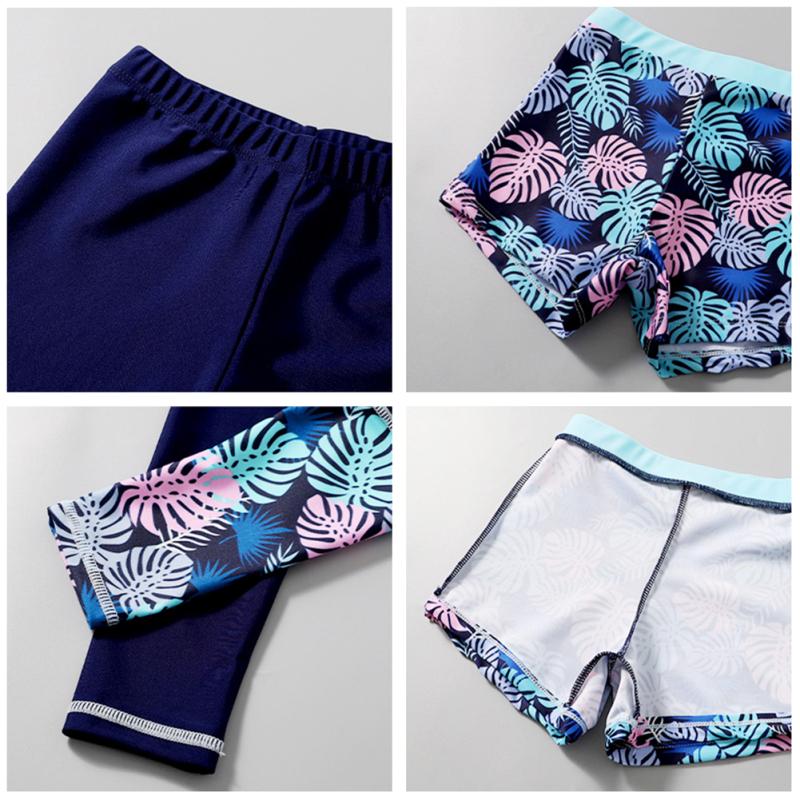 Çocuk Erkek Kız Hızlı Kuruyan Güneş Kremi Uzun Kollu Mayo Pantolon Şort Takımı