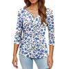 Damska koszulka T-shirt z nadrukiem Rękaw 3/4 Codzienny weekend Moda Podstawowy Dekolt w kształcie litery V Regularny top