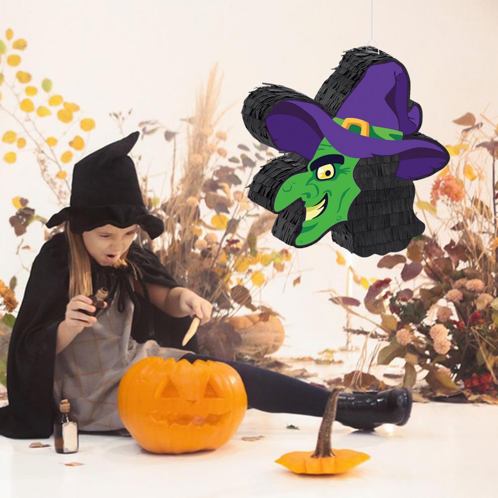 Hexen-Piñata Halloween-Party-Dekoration Herbstfest-Piñata Gruselige Hexenkopf-Piñata-Set für Halloween-Partys