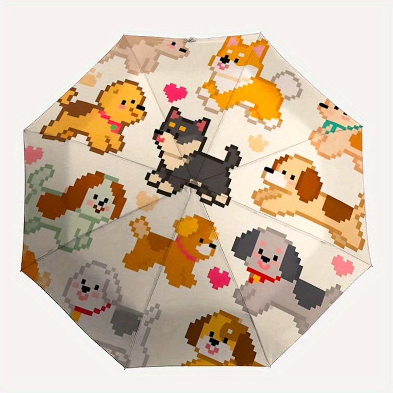 1pc Pixelated Dogs Automatic Open/Close Umbrella, Portable Folding umbrella for Everyday Use y250826080