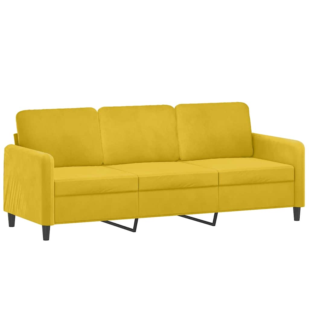 Vidaxl 3-Seater Sofa With Cushions, Yellow, 180 Cm, Velvet