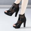 8cm 10cm Small Size 32-43 Mesh Leather Shoes Platform Sandals 2025 Summer Block High Heels Gladiator Sandals Office Model