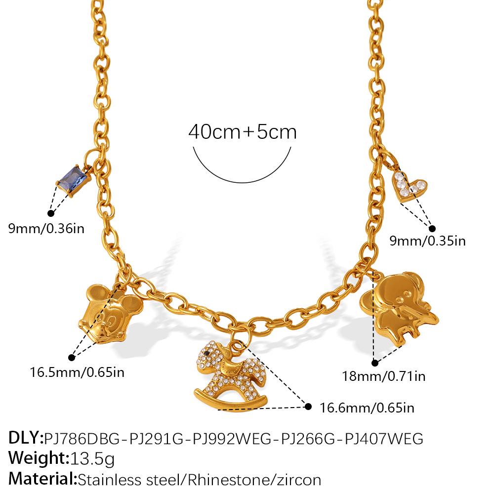 Charming Pig & Elephant Pendant Necklace for Women - Cute, Delicate Animal Design
