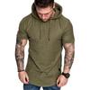 Men's Solid Color Hooded Summer Sports T-Shirt